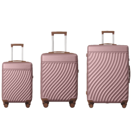 Luggage Sets ABS Hardshell 3pcs Luggage, Lightweight Durable Suitcase Sets Spinner Wheels Suitcase With TSA Lock 20''24''28'' AvailableRose Gold