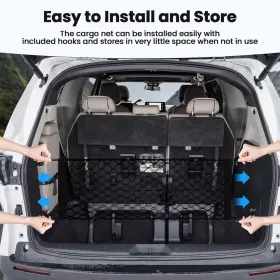 Trunk Cargo Net For Toyota Sienna 2021-2024 2025 Accessories Envelope Style Mesh Trunk Net Organizer And Storage Stretchable Adjustable Elastic Nylon