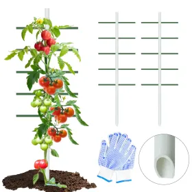 1PC 1.64FT*4FT White Round Tube Climbing Trellis, Outdoor Gardening Stand, Flower And Vegetable Climbing Trellis, Garden And Balcony Climbing Plant St