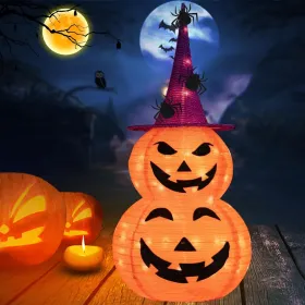 Halloween Decorations, 3FT Halloween Collapsible Pumpkin Decorations With 8 Lighted Mode Jack O Lantern Pumpkins For Outdoor Indoor Garden Yard Porch