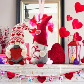 Valentines Day Lighted Gnomes For Home DÃ©cor 2PCS Table Red Cupid Gnome Decorations Swedish Plush Elf Scandinavian Tomte Elf Ornaments Sweet Gifts Hi