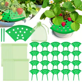 8Set Home Strawberry Planting Kit With 2 Sturdy Legs Inchlde 16 Strawberry Plant Supports 40 Insect-proof Mesh Bag Reusable Strawberry Growing Racks F