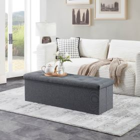 Folding Storage Ottoman Bench, Ottoman Foot Rest, End Of Bed Bench, Storage Chest, With Flipping Lid, For Living Room, Bedroom, Entryway, 47 Inches, G