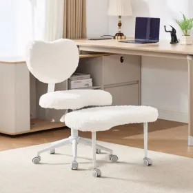 Artificial Rabbit Hair Meditation Chair Plus, Cross Legged Chair With Wheels, ADHD Chair, Criss Cross Desk Chair With Lumbar Support And Adjustable St