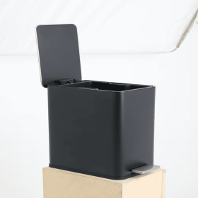 SSTC102-15L-B, Stainless Steel Kitchen Trash Can, 15L, Black