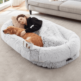 Human Dog Bed, 63''x31.4''x9.5'' Size Fits You And Pets, Washable Faux Fur Dog Bed For People Doze Off, Napping Orthopedic Dog Bed, Present Plump Pill