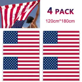 4pcs 4X6FT 120*180cm American Flag USA Flag Printed Nylon Flag National Flag W/Brass Grommets Courtyard Decoration Festival Decoration Flag(TK/TMEU Fo