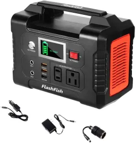 200W Portable Power Station, FlashFish 40800mAh Solar Generator With 110V AC Outlet/2 DC Ports/3 USB Ports, Backup Battery Pack Power Supply For CPAP