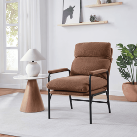 Modern Accent Chair, Reclining Chair With Adjustable Backrest, Corduroy Chair With Metal Frame, Reading Chair, Comfy Lounge Chair For Living Room, Bed