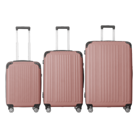 3-Piece Lightweight ABS Hardshell Luggage Set 20, 24, 26 In Rice Brown With Spinner Wheels, TSA Lock, And Adjustable Telescopic Handle - Durable Trave