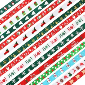 Christmas Ribbon, 15 Yards 3/8 Inch Christmas Grosgrain Ribbons For Gift Wrapping, Christmas Festival Pattern Printed Ribbon For DIY Crafts Xmas Holid