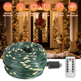 330FT LED String Lights Outdoor Christmas Decoration Lights With Remote IP44 Waterproof 8 Lighting Modes 8 Brightness Timer Plug In Fairy Light Xmas H (Option: Warm)