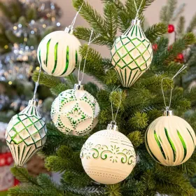 16PCS Shatterproof Christmas Ball Ornaments Set, Hand-Painted Holiday Decor With Assorted Sizes & Designs For Christmas Tree Thanksgiving Party Decora (Option: Green)