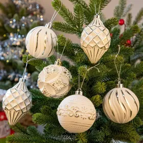 16PCS Shatterproof Christmas Ball Ornaments Set, Hand-Painted Holiday Decor With Assorted Sizes & Designs For Christmas Tree Thanksgiving Party Decora (Option: Champagne)