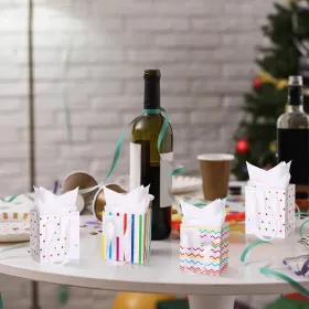 12 Pcs Small Gift Bags Mini Metallic Paper Bag Bulk Tiny With Handle Tissue Paper For Wrap Christmas Thanksgiving Halloween Birthday Party Favor Suppl (Option: Colorful)