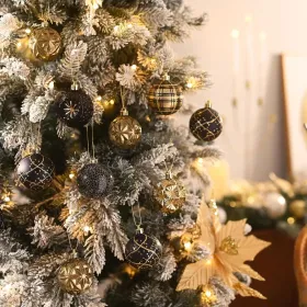 Ornaments For Christmas Trees, 16ct 2.36 Inches White And Silver Shatterproof Christmas Tree Decorations, Luxury Hanging Ball Ornaments For Xmas Holid (Option: BlackGold)
