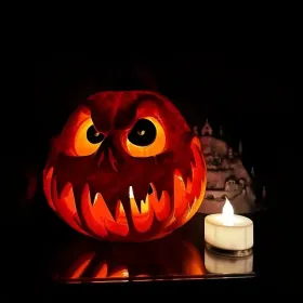 Halloween Giant Pumpkin Resin Decoration | Spooky Skull Head With Eerie Facial Features, Hollow Design For Indoor/Outdoor Festive Decor, Halloween Dec (Option: 1PCS)