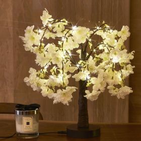 Romantic Cherry Blossom Tree LED Decorative Light, With Simulated Petals And Soft, Warm Light, Perfect For Taking Photos In The Living Room Or Bedroom (Option: White)
