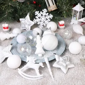 100pcs Christmas Tree Decorations Ornaments Set, Shatterproof Plastic Baubles Decorative Balls For Xmas Tree Decor Holiday Wedding Party, White (Option: White)