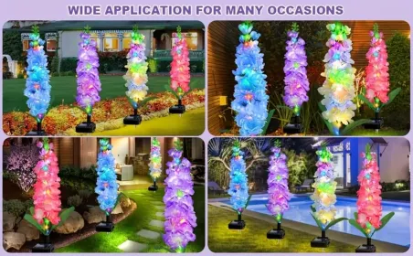 Solar Powered Hyacinth Flower Light, Solar Garden Patio Yard Decor, Color-Changing, Waterproof, Energy-Efficient, And Durable Outdoor Decoration, For (Option: 8pcs)
