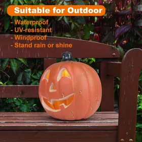 Lantern Halloween Pumpkin Lights- Waterproof Pre-lit Pumpkin Lighted JackoLantern For Halloween Porch, Party, Front Door, Fireplace Indoor And Outdoor (Option: 11insmileFace)