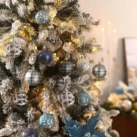 Ornaments For Christmas Trees, 16ct 2.36 Inches White And Silver Shatterproof Christmas Tree Decorations, Luxury Hanging Ball Ornaments For Xmas Holid (Option: NavyBlueSilver)