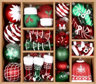 85ct Christmas Balls Ornaments Set, Colorful Shatterproof Plastic Christmas Tree Ornaments, Xmas Decorative Baubles For Christmas Tree Decorations Wit (Option: RedGreenWhite)