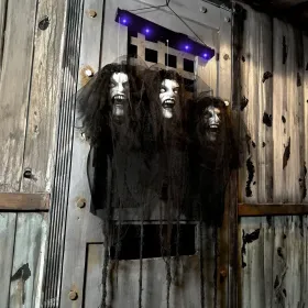 Haunted Hill Farm Zombie Bride With Pop-Up Head And Light-Up Eyes, Halloween Animatronic For Battery Operated Scary Indoor Or Covered Outdoor Hallowee (Option: 3543FloatingBrideHeads)