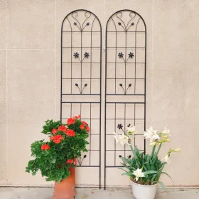 2 Pack Metal Garden Trellis 86.7" X 19.7" Rustproof Trellis For Climbing Plants Outdoor Flower Support Black (Option: Black)