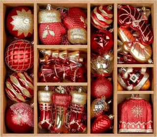 85ct Christmas Balls Ornaments Set, Colorful Shatterproof Plastic Christmas Tree Ornaments, Xmas Decorative Baubles For Christmas Tree Decorations Wit (Option: RedGold)