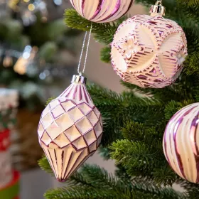 16PCS Shatterproof Christmas Ball Ornaments Set, Hand-Painted Holiday Decor With Assorted Sizes & Designs For Christmas Tree Thanksgiving Party Decora (Option: Pink)