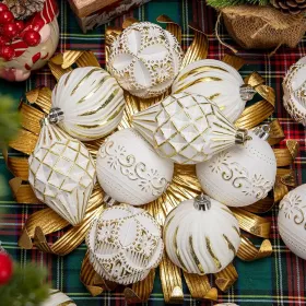 16PCS Shatterproof Christmas Ball Ornaments Set, Hand-Painted Holiday Decor With Assorted Sizes & Designs For Christmas Tree Thanksgiving Party Decora (Option: Gold)
