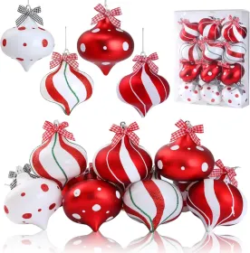 2 Pcs Peppermint Candy Ornaments - Candy Cane Balls, Red & White Hanging Stripes - Christmas Tree Ornaments For Xmas Party & Indoor/Outdoor Holiday Ho (Option: Traditional)