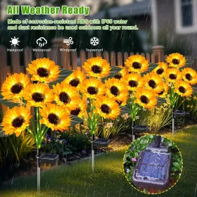 Solar Christmas Tree Outdoor Decor, Waterproof Solar Xmas Decorations Garden Stake Lights, Multi-Color LED Christmas DÃ©cor For Outside Landscape Path (Option: 4pcsSunflower24flowers)