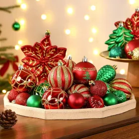 106PCS Christmas Balls Ornaments Set, Colorful Shatterproof Plastic Decorative Baubles For Xmas Tree Decor Holiday Wedding Party Decoration With Hangi (Option: RedGreenGold)