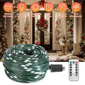 330FT LED String Lights Outdoor Christmas Decoration Lights With Remote IP44 Waterproof 8 Lighting Modes 8 Brightness Timer Plug In Fairy Light Xmas H (Option: White)