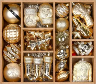 85ct Christmas Balls Ornaments Set, Colorful Shatterproof Plastic Christmas Tree Ornaments, Xmas Decorative Baubles For Christmas Tree Decorations Wit (Option: DeeplightGold)