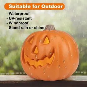 Lantern Halloween Pumpkin Lights- Waterproof Pre-lit Pumpkin Lighted JackoLantern For Halloween Porch, Party, Front Door, Fireplace Indoor And Outdoor (Option: 9insmileFace)