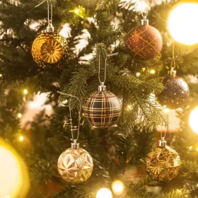 Ornaments For Christmas Trees, 16ct 2.36 Inches White And Silver Shatterproof Christmas Tree Decorations, Luxury Hanging Ball Ornaments For Xmas Holid (Option: CopperGoldPurple)