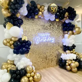 White And Gold Balloons Garland Kit, 124pcs White Metallic Gold Confetti Balloon Arch Kit For Wedding, Engagements Birthday Graduation Baby Shower Cel (Option: BlackWhiteGold)