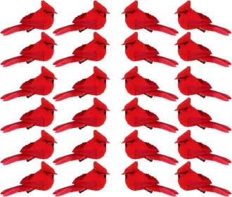 12 Pcs Cardinal Birds For Crafts, Mini Cardinal Clip On Christmas Tree Ornaments Artificial Red Birds Decorations For Wreaths Centerpieces DIY Crafts, (Option: 24pcs)