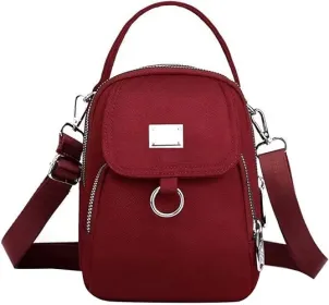 Women Crossbody Bag Nylon Messenger Bags Simple Purse For Work, Multi-pocket Storage Shoulder Handbag (Option: Red)