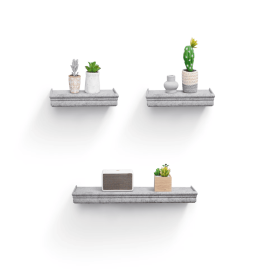 Floating Shelves  23.6 Wall Mounted Wood Shelves For Bathroom, Bedroom, Living Room, Kitchen, Hanging Shelf For Books Storage Decor With Invisible Bra (Option: Gray)