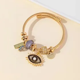 DIY Bead Bracelet, Multi-element Stainless Steel Copper Alloy Rhinestone Fashion Accessory (Option: BlackDevilsEye)