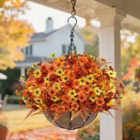 1pcs 20 Inch Christmas Hanging Basket Decorations With 30LED Warm White&Multicolored Light, Remote Control, 8 Mode, Timer, Lifelike Scots Pine Bristle (Option: Color2)