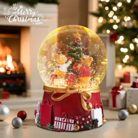Christmas Snow Globes Gingerbread Man Village House In Cup Christmas Snow Globe With 8 Songs Color Changing Battery Operated Musical Box For Christmas (Option: Antique)
