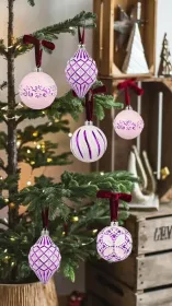 16PCS Shatterproof Christmas Ball Ornaments Set, Hand-Painted Holiday Decor With Assorted Sizes & Designs For Christmas Tree Thanksgiving Party Decora (Option: Purple)