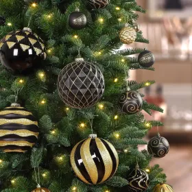 6''/150mm Large Christmas Ball Ornaments, 4Pcs Christmas Tree Decor, Shatterproof Hanging Decorations With Hooks, White & Silver Baubles For Xmas Tree (Option: BlackGold)