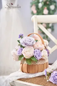 Artificial Flowers Fake Silk Flowers For DIY Wedding Bouquets Cake Decoration Mixed Roses Combo Blush Pink And White Flower Centerpieces Arrangements (Option: AAbbyCharmingLilacPink)