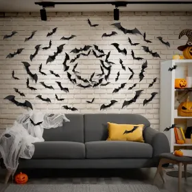 100pcs Bats Halloween Decorations: Halloween Bats Wall DÃ©cor Bat Stickers Decals PVC 3D Wall Bat Scary Stickers Halloweens Party Decorations Indoor O (Option: 120pcs)